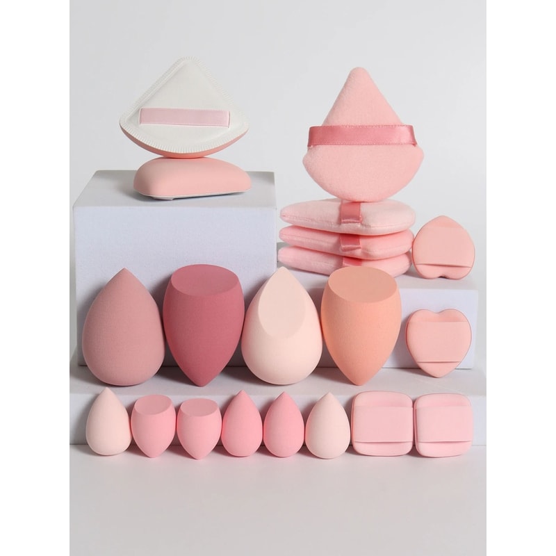 20Piece Pink Makeup Sponge Puff Set Professional Blending Setting Kit 4