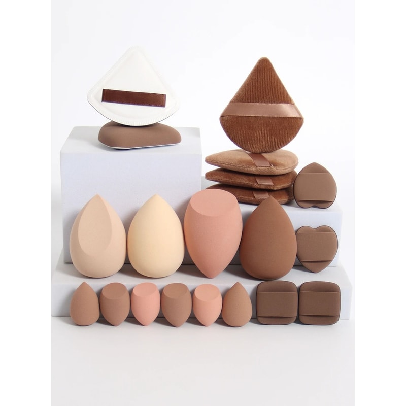 20Piece Pink Makeup Sponge Puff Set Professional Blending Setting Kit 5