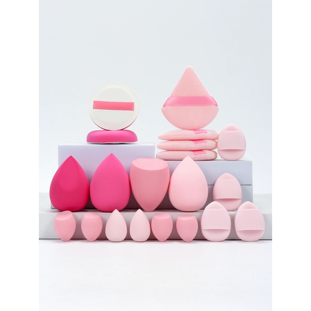 20Piece Pink Makeup Sponge Puff Set Professional Blending Setting Kit 13