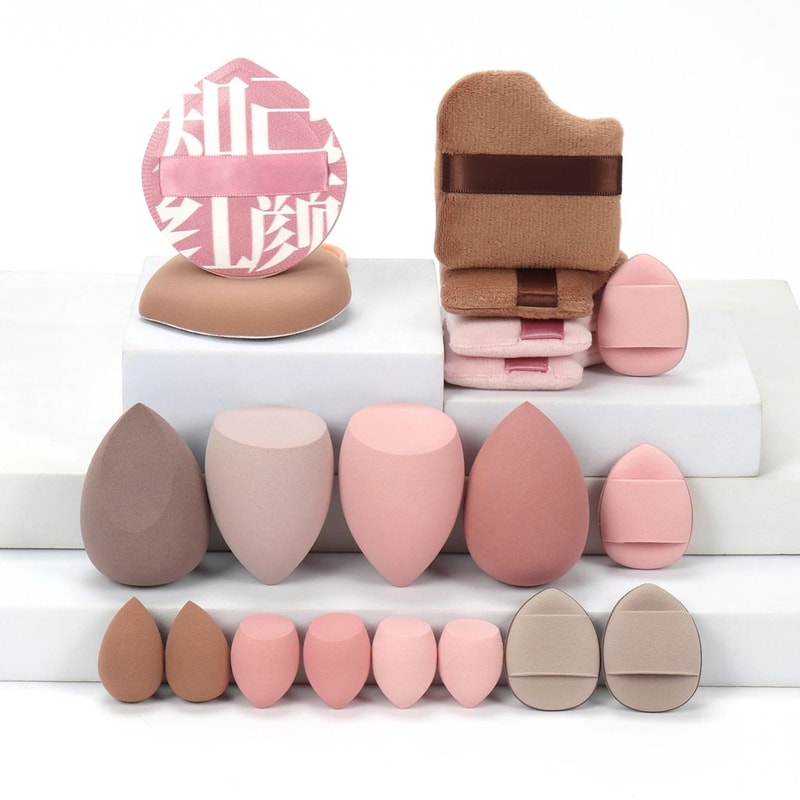 20Piece Pink Makeup Sponge Puff Set Professional Blending Setting Kit 14