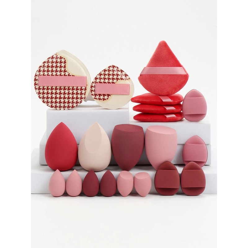 20Piece Pink Makeup Sponge Puff Set Professional Blending Setting Kit 15