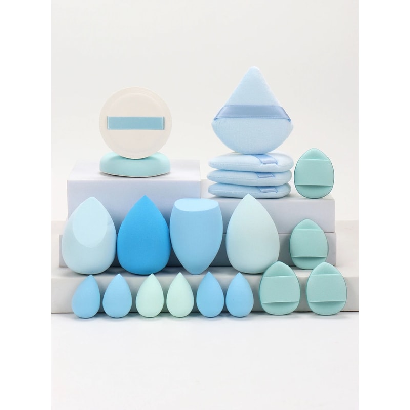 20Piece Pink Makeup Sponge Puff Set Professional Blending Setting Kit 16