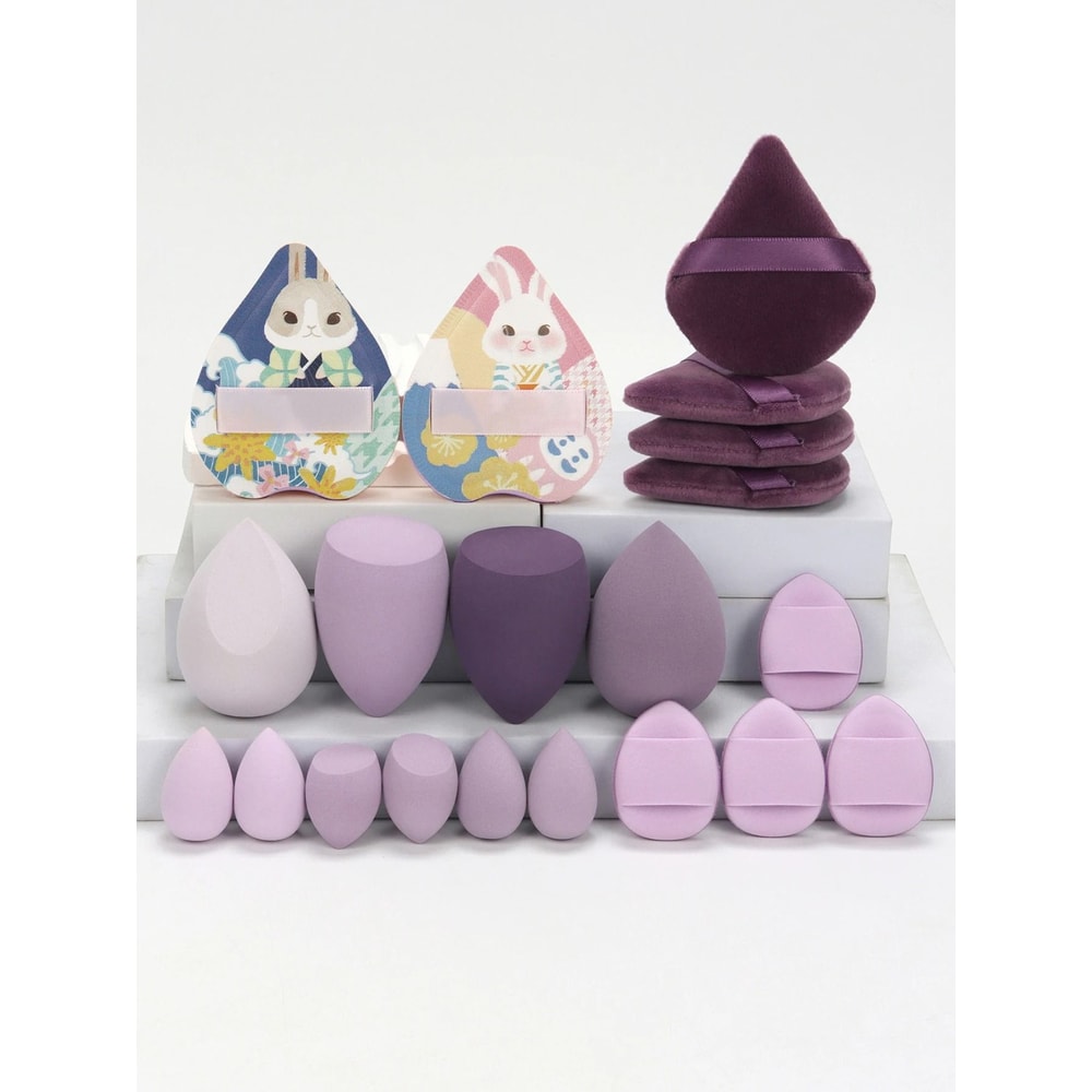 20Piece Pink Makeup Sponge Puff Set Professional Blending Setting Kit 18