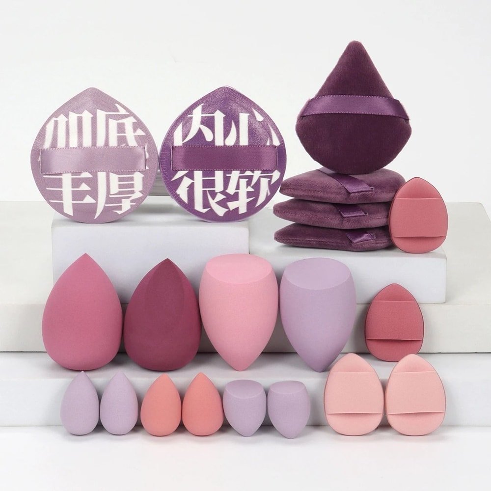 20Piece Pink Makeup Sponge Puff Set Professional Blending Setting Kit 19