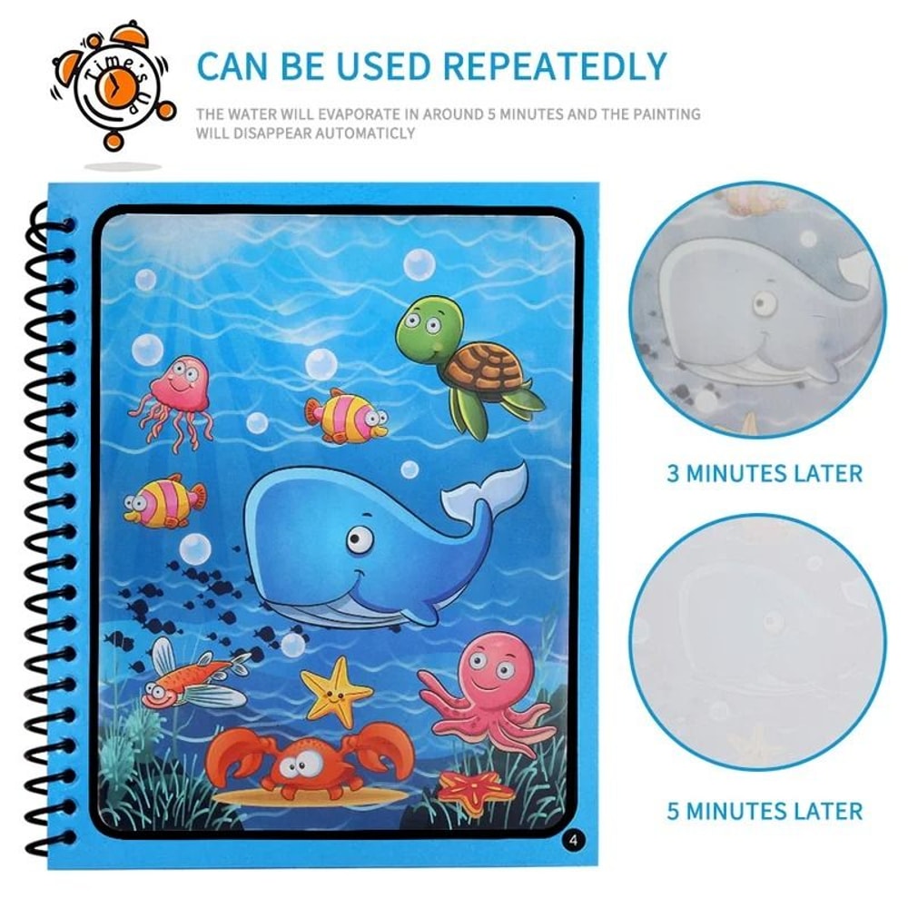 Magical Water Drawing Book Reusable Montessori Sensory Coloring Kit 4