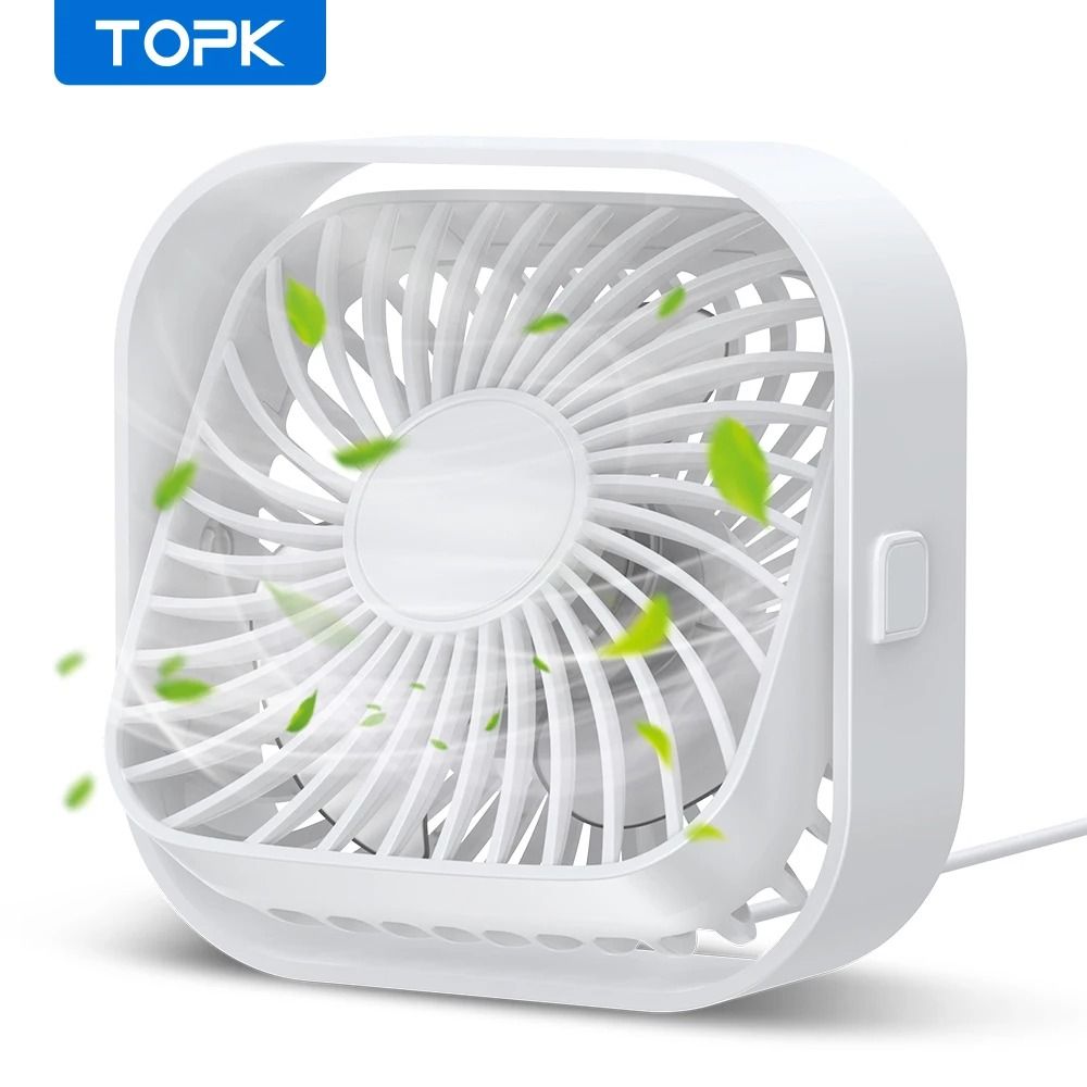 TOPK Mini Portable USB Desk Fan Powerful Airflow UltraQuiet Operation 9