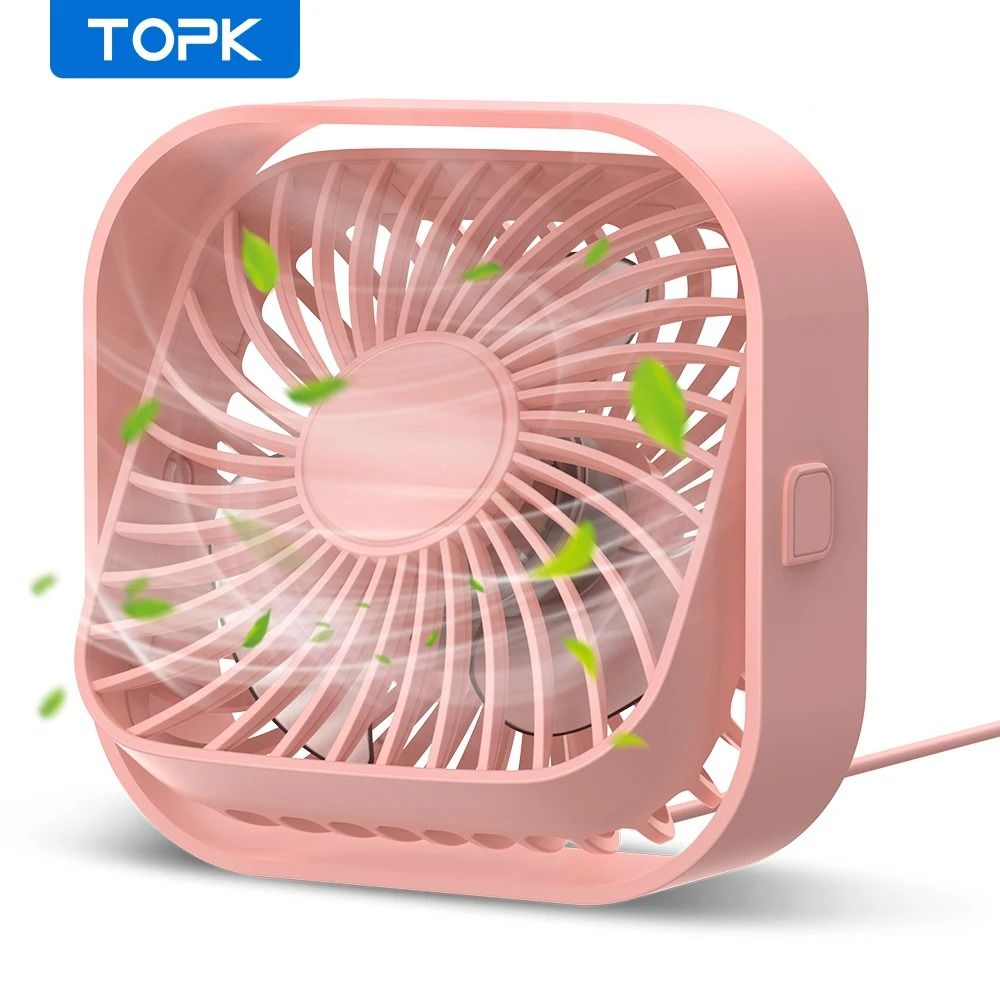 TOPK Mini Portable USB Desk Fan Powerful Airflow UltraQuiet Operation 10