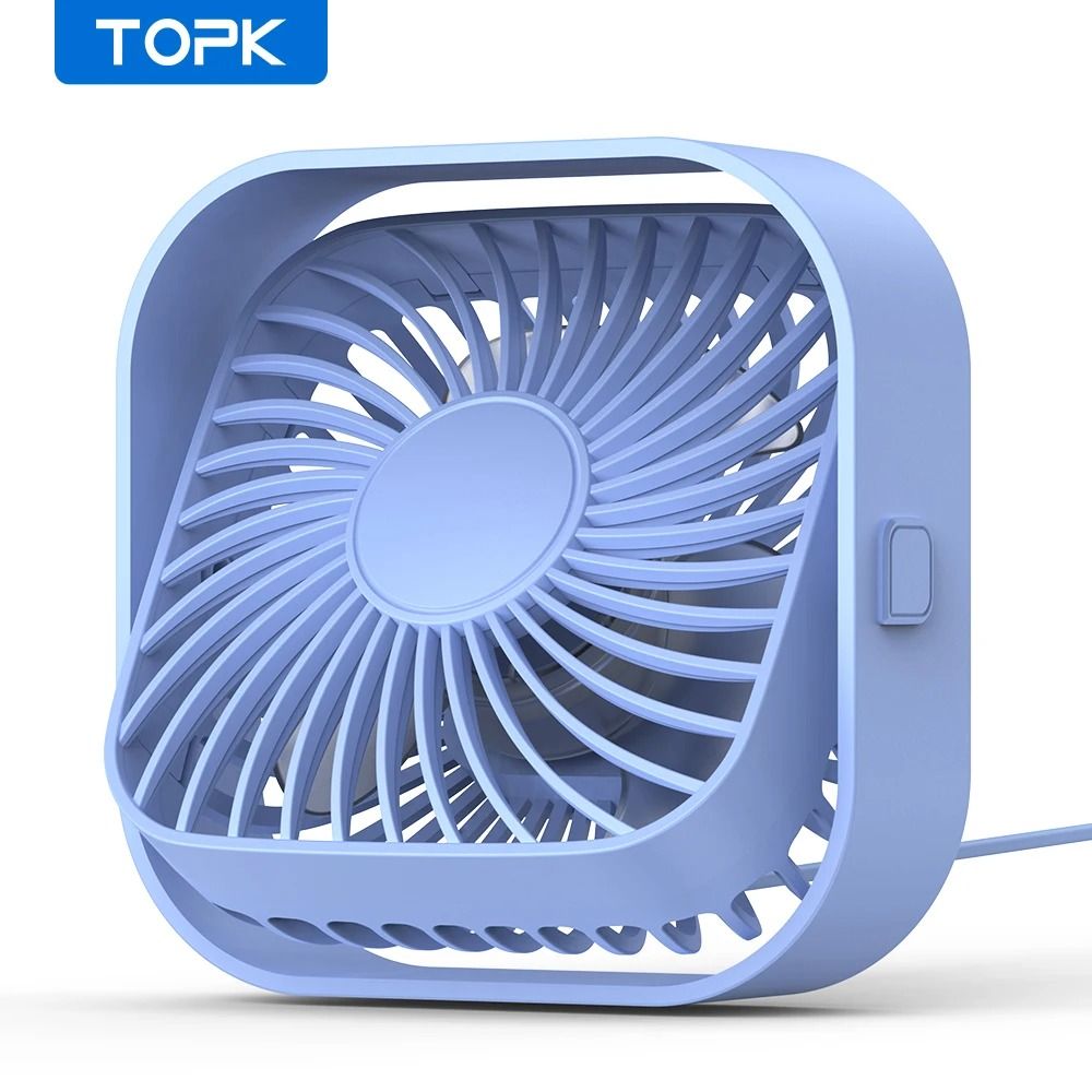 TOPK Mini Portable USB Desk Fan Powerful Airflow UltraQuiet Operation 12