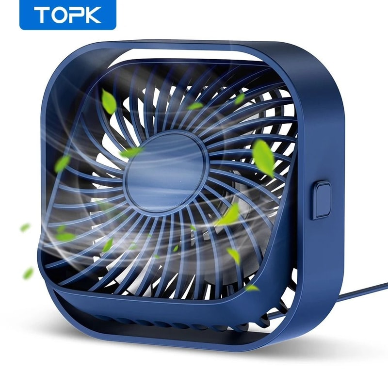 TOPK Mini Portable USB Desk Fan Powerful Airflow UltraQuiet Operation 8