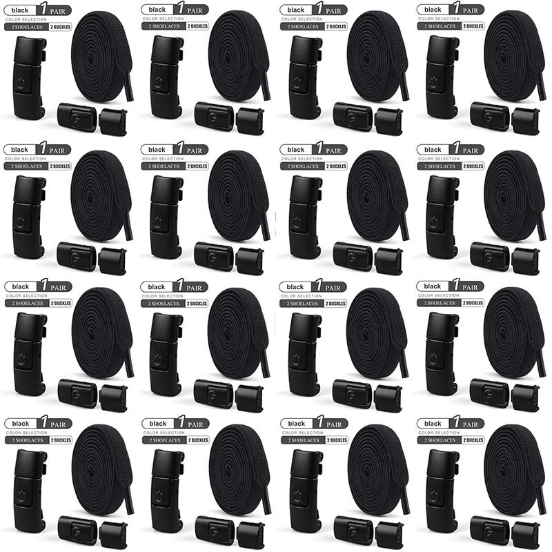 8mm NoTie Elastic Shoelaces Press Lock Flat Sneaker Laces 20