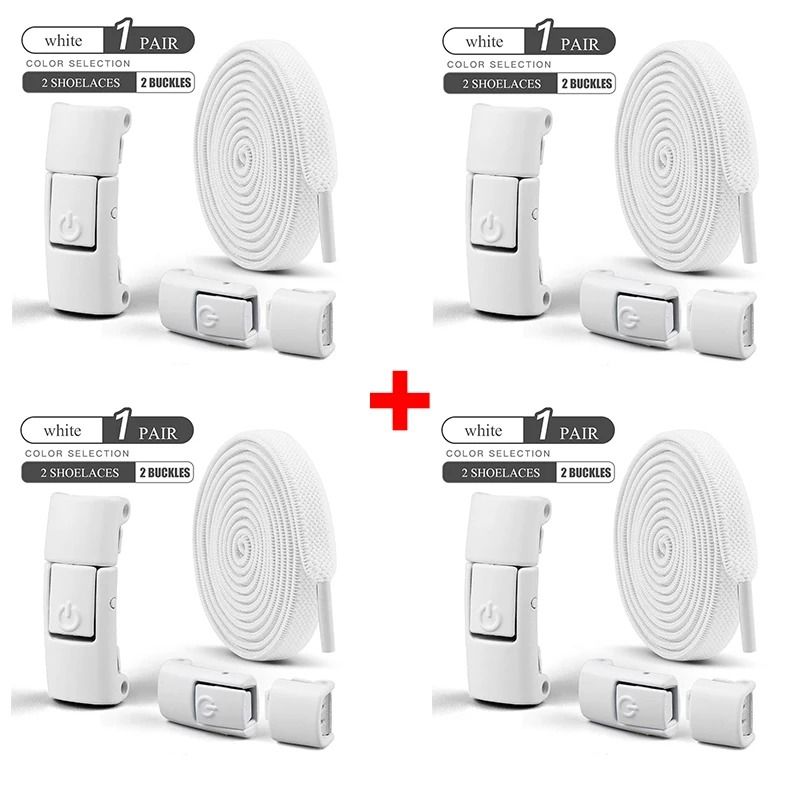 8mm NoTie Elastic Shoelaces Press Lock Flat Sneaker Laces 25