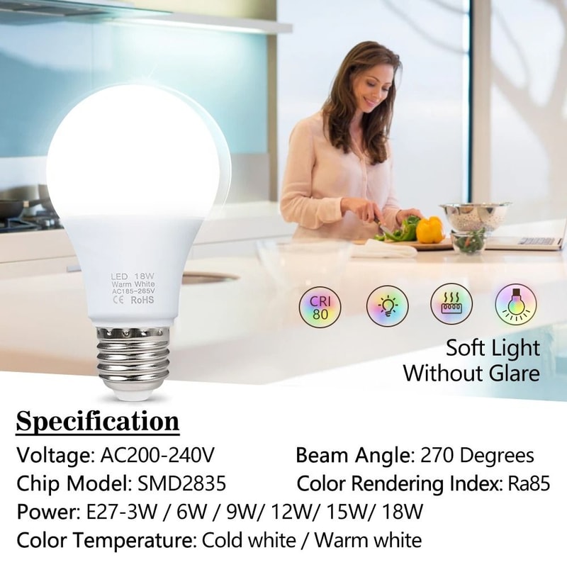 4Pack E27 LED Bulb Set HighEfficiency Indoor Lighting 2