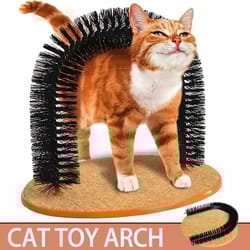 cat toy arch self groomer – feline massage brush & scratching pad