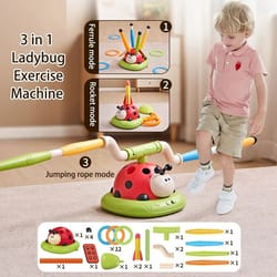 ladybug 3-in-1 multifunction sport game – skip, toss & rocket launcher