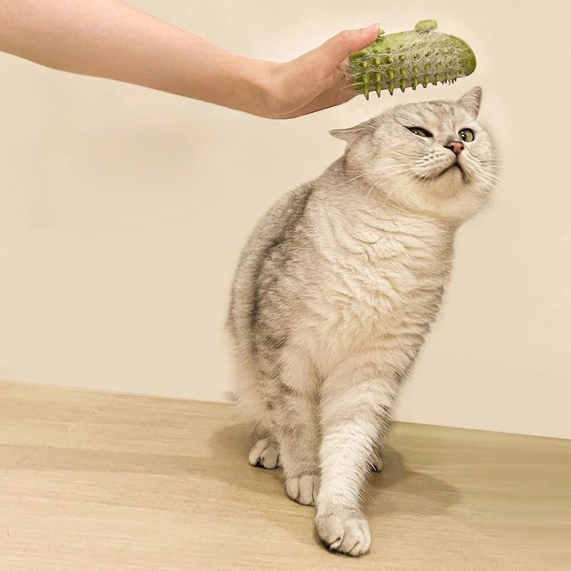 Pet Cat Hair Removal Massage Comb Silicone SelfGrooming Wall Brush 1