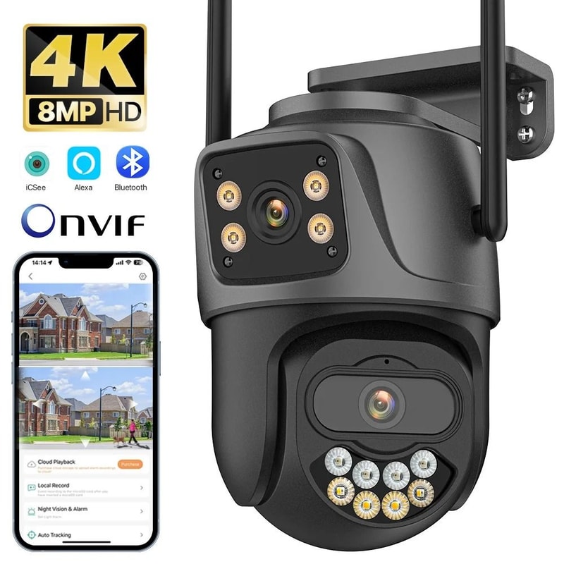 DualLens 4K 8MP External WiFi PTZ Camera Advanced Outdoor Surveillance 0