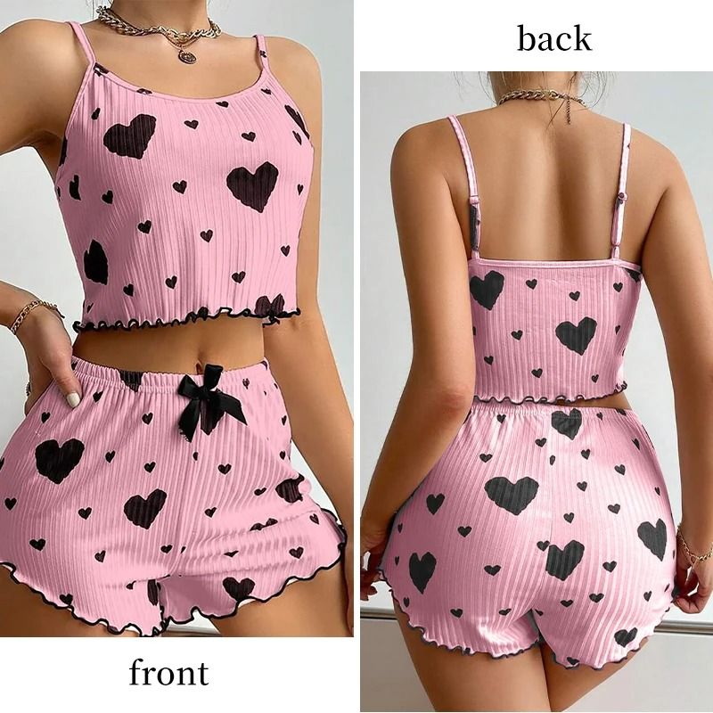 2Piece Womens Love Print Sleepwear Set IndustrialGrade Comfort Breathability 4