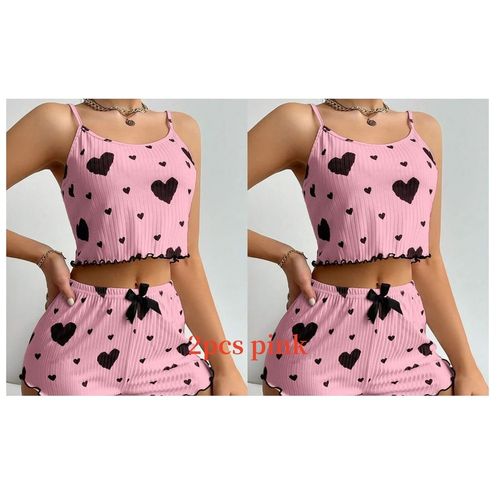 2Piece Womens Love Print Sleepwear Set IndustrialGrade Comfort Breathability 10