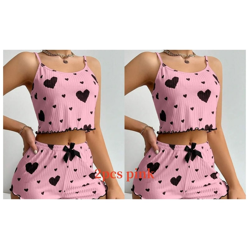 2Piece Womens Love Print Sleepwear Set IndustrialGrade Comfort Breathability 10