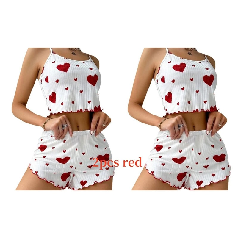 2Piece Womens Love Print Sleepwear Set IndustrialGrade Comfort Breathability 11