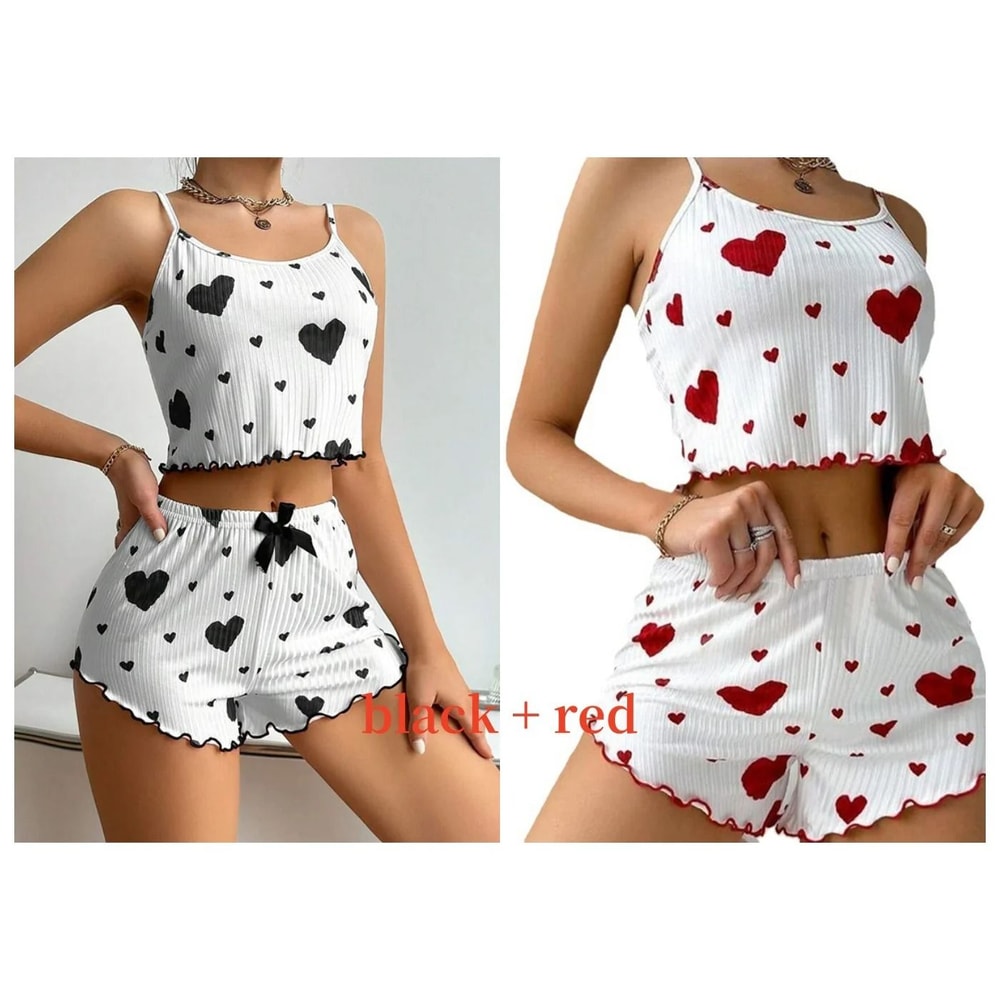 2Piece Womens Love Print Sleepwear Set IndustrialGrade Comfort Breathability 14