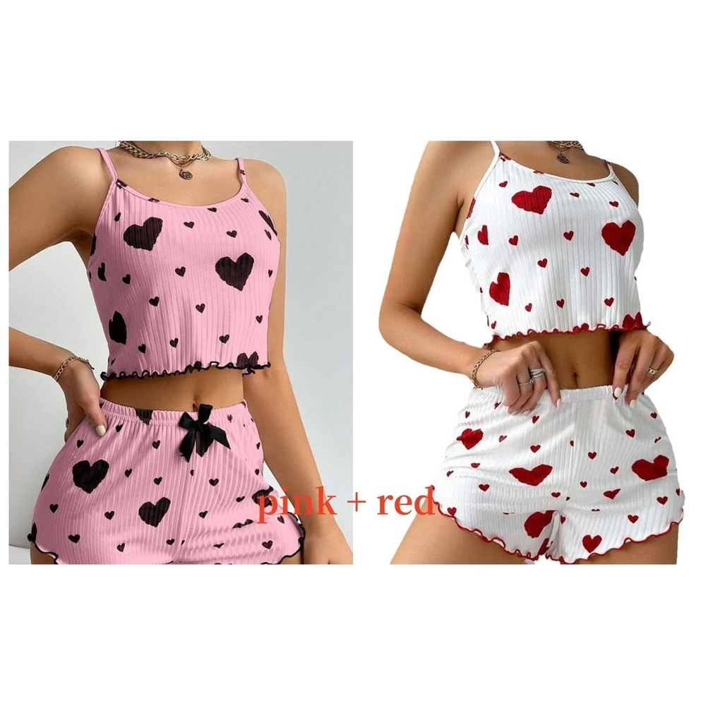 2Piece Womens Love Print Sleepwear Set IndustrialGrade Comfort Breathability 17