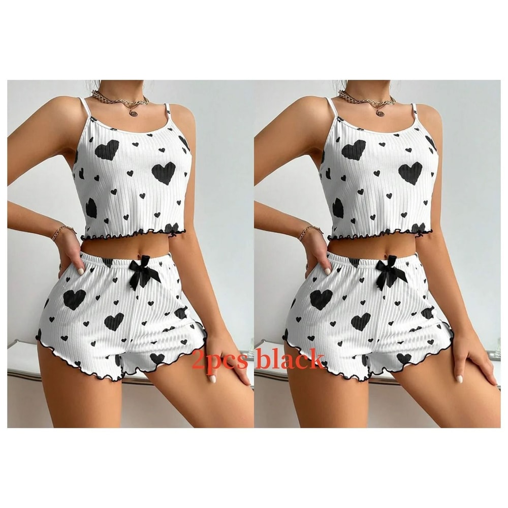 2Piece Womens Love Print Sleepwear Set IndustrialGrade Comfort Breathability 7