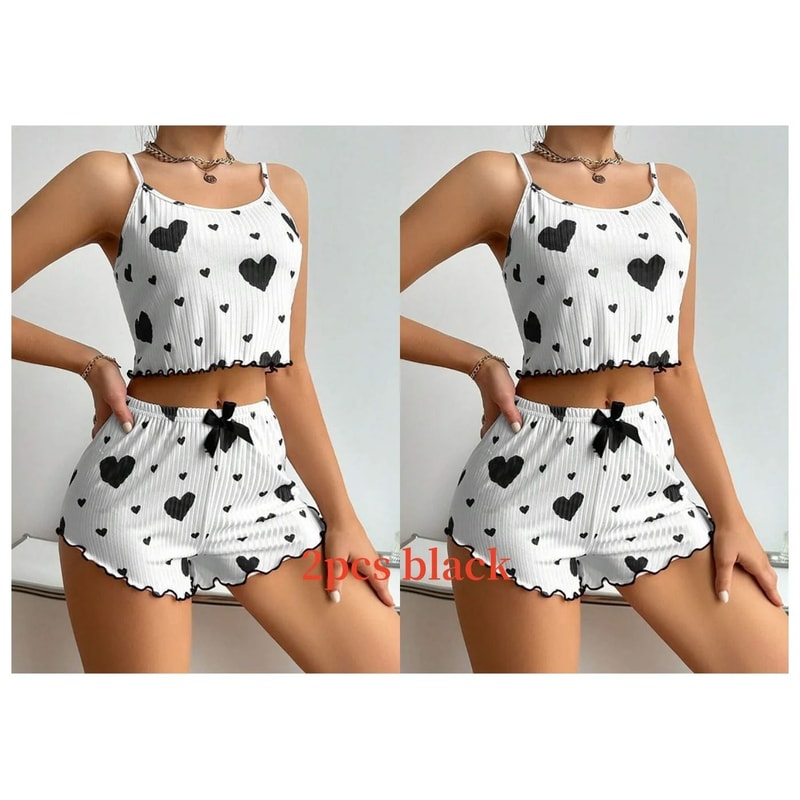 2Piece Womens Love Print Sleepwear Set IndustrialGrade Comfort Breathability 7
