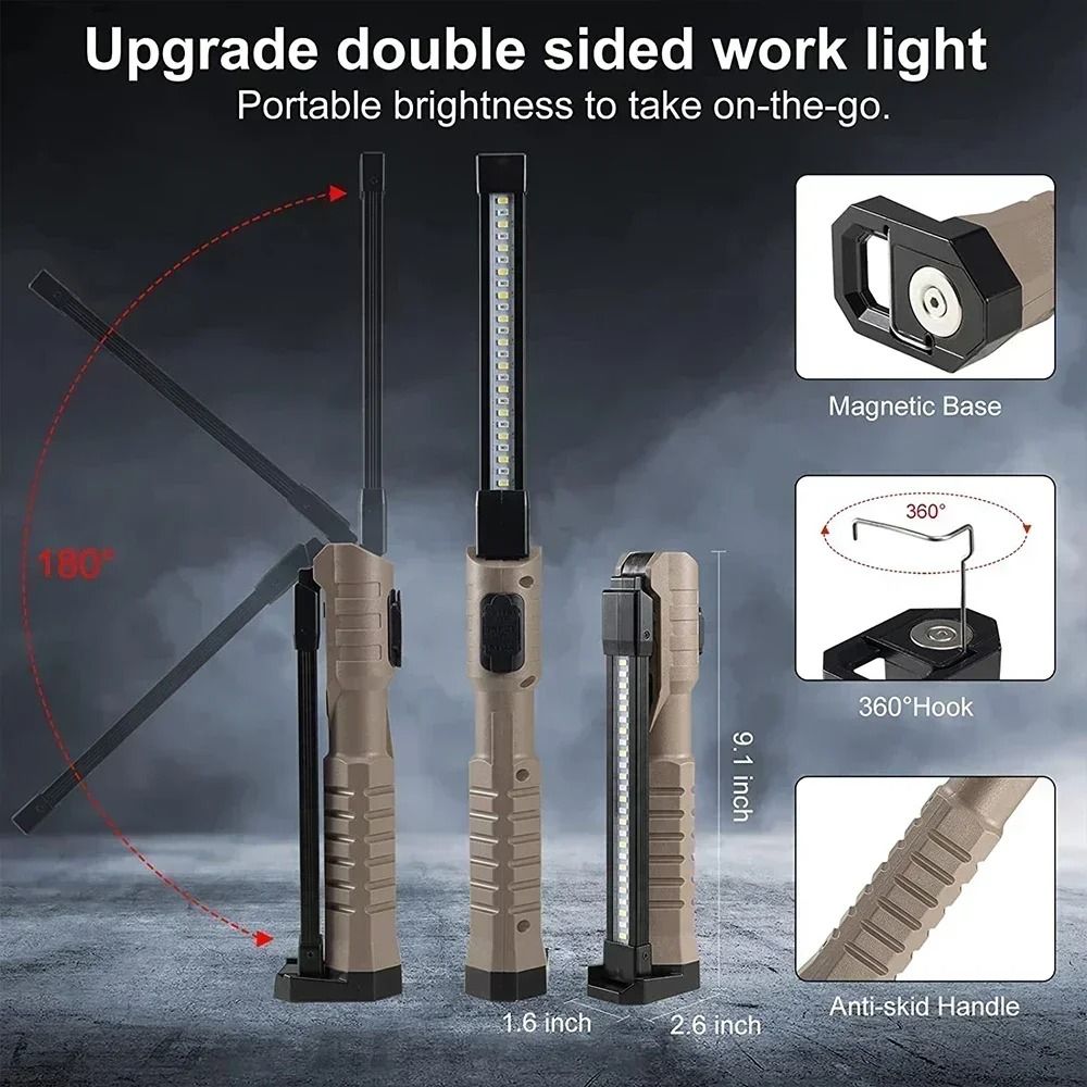Folding COB XPE LED Work Light With Builtin Battery And Red SOS Strobe 4