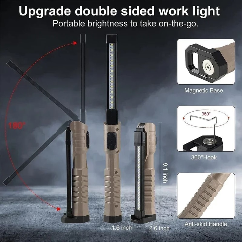 Folding COB XPE LED Work Light With Builtin Battery And Red SOS Strobe 4