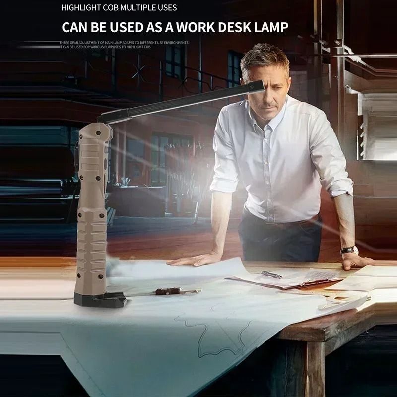 Folding COB XPE LED Work Light With Builtin Battery And Red SOS Strobe 5