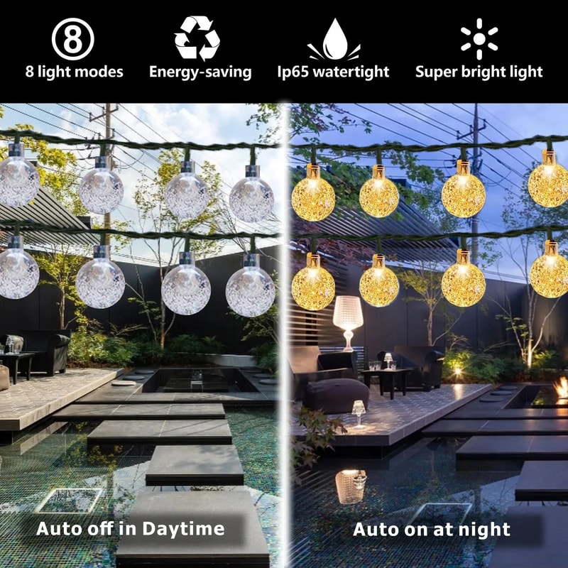 HighPerformance IP65 Crystal Globe Solar String Lights For Professional Outdoor Decor 2