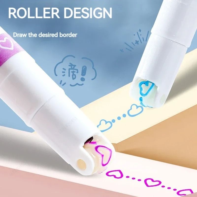 Kawaii Flower Line Shape Roller Curve Highlighter Pen Set 2