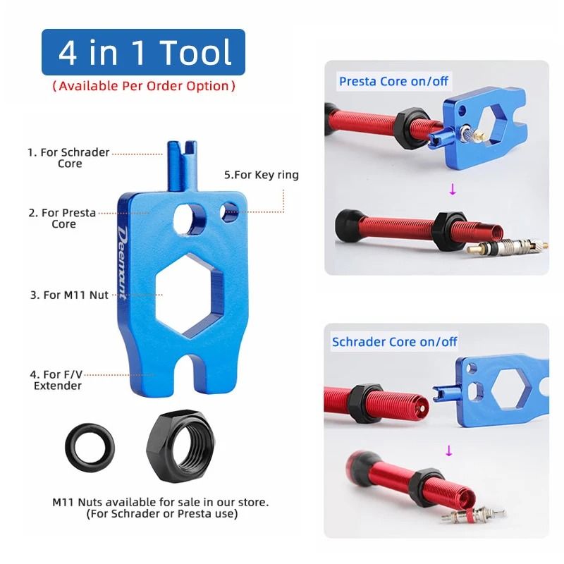 Industrial Grade Presta Valve Core Replacement Service Tool Set 3