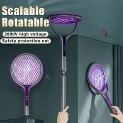 2-in-1 household retractable electric mosquito swatter and smart trap lamp