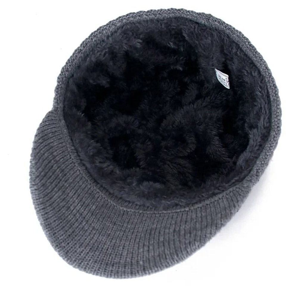 Premium Unisex Warm Winter Hat With Brim Fur Lining 5