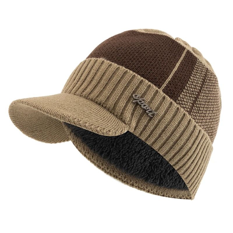 Premium Unisex Warm Winter Hat With Brim Fur Lining 12