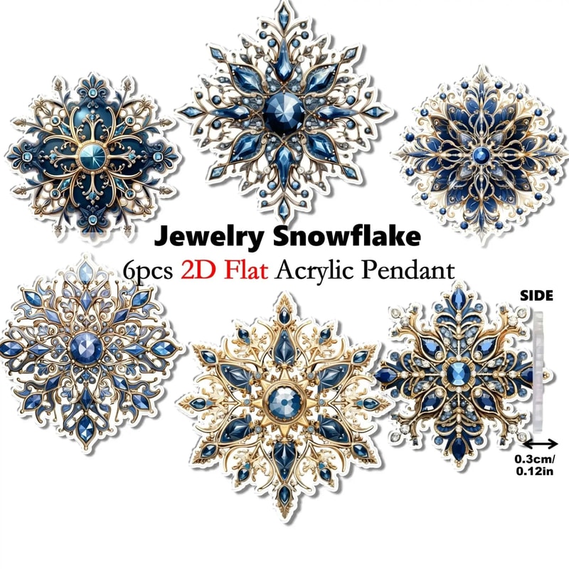 6pcs Acrylic Christmas Snowflake Ornaments 2