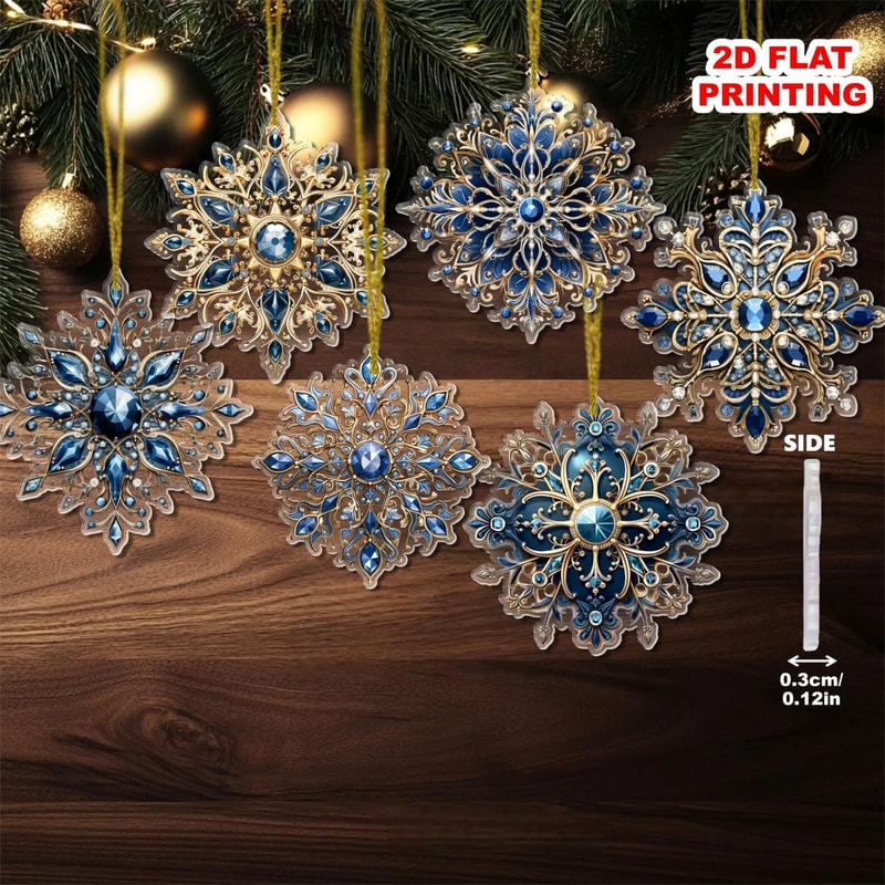 6pcs Acrylic Christmas Snowflake Ornaments 6
