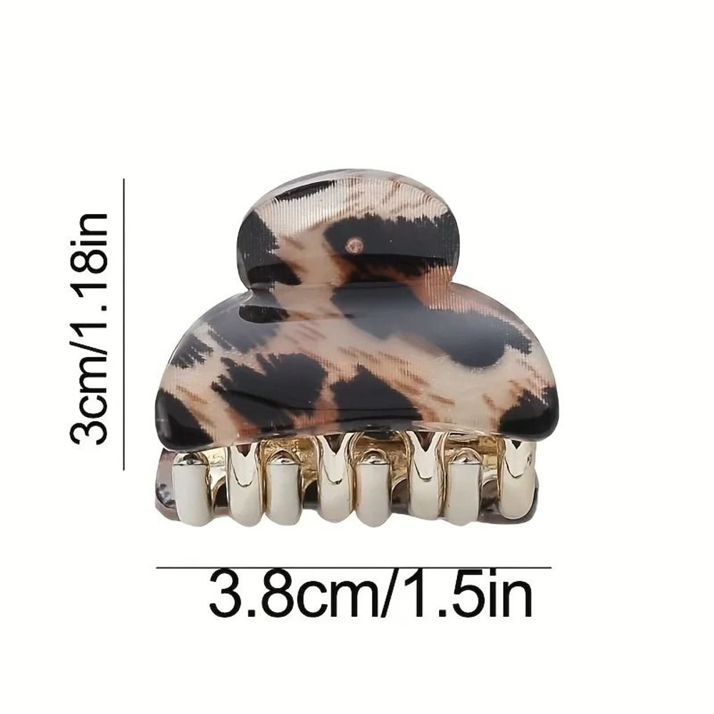6pcs Small Vintage Leopard Print Acrylic Hair Claw Clips 5