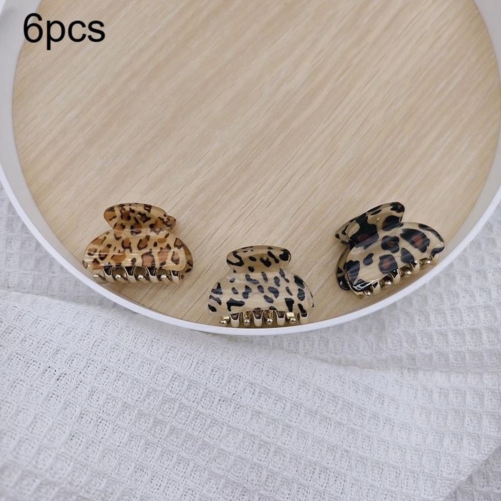 6pcs Small Vintage Leopard Print Acrylic Hair Claw Clips 6