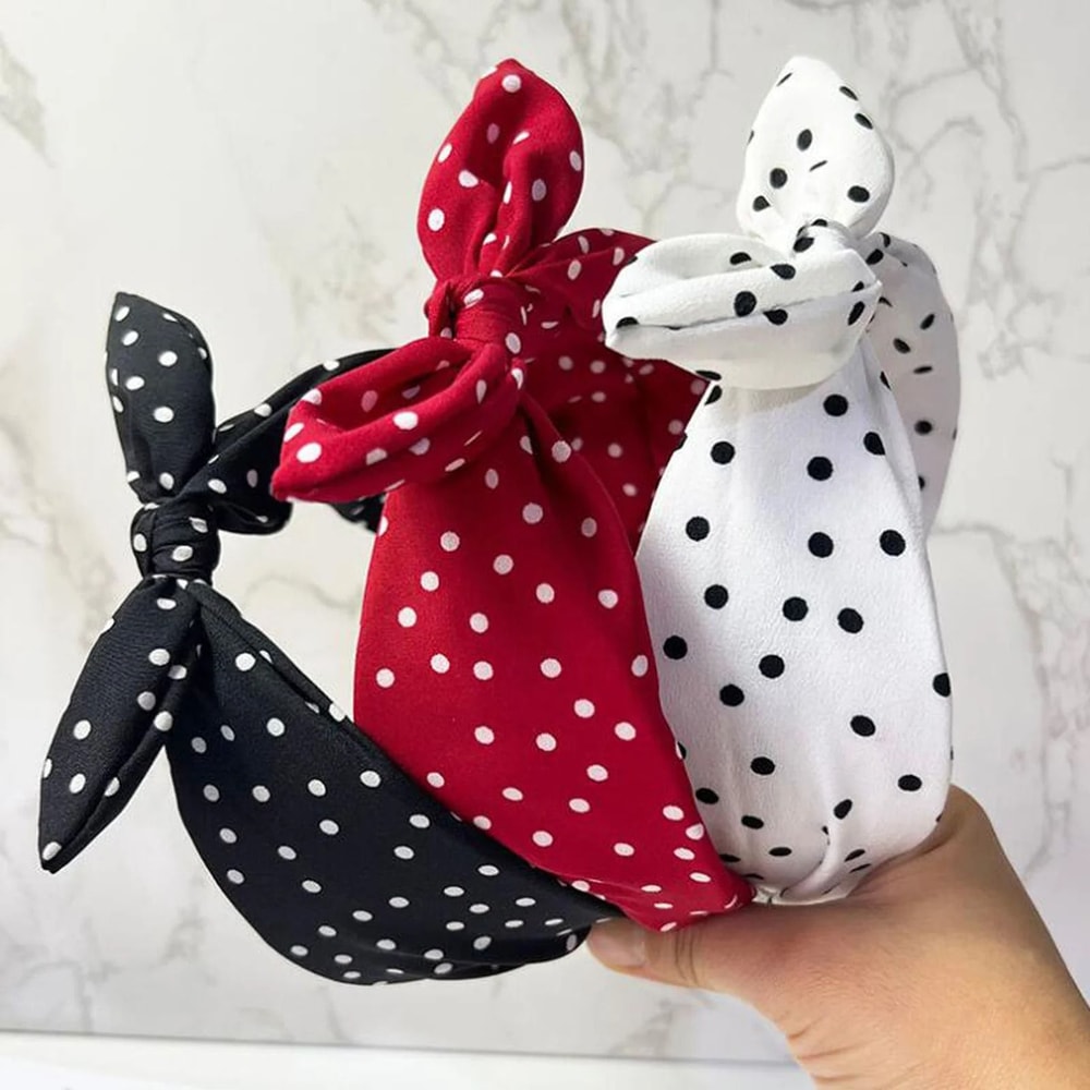 3pcs Vintage Polka Dot Headband Set 6