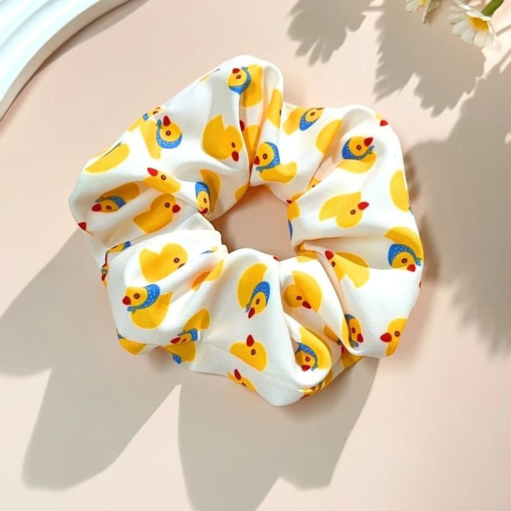 3pcs Fun Cartoon Duck Pattern Scrunchie Set 4