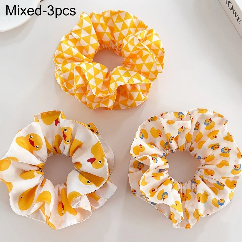 3pcs Fun Cartoon Duck Pattern Scrunchie Set 6