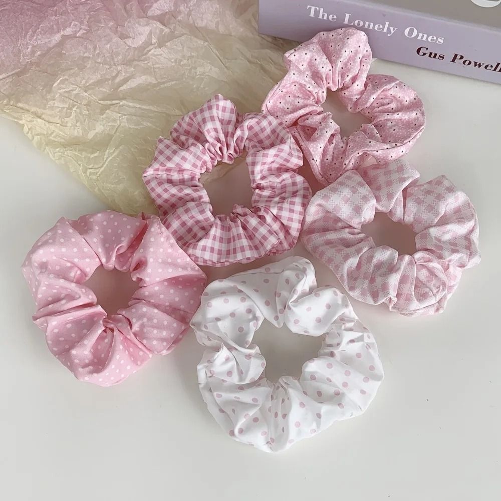 10pcs Polka Dot Floral Fabric Scrunchie Set 1