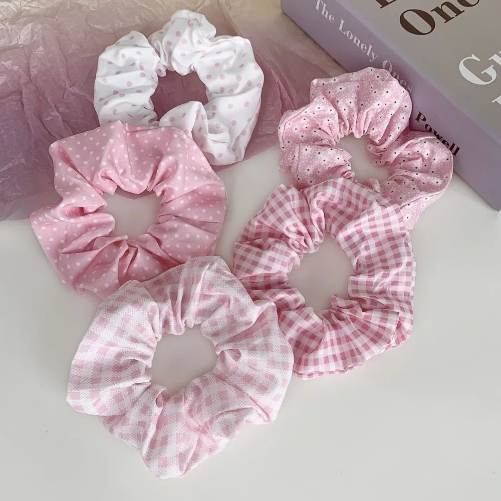 10pcs Polka Dot Floral Fabric Scrunchie Set 3