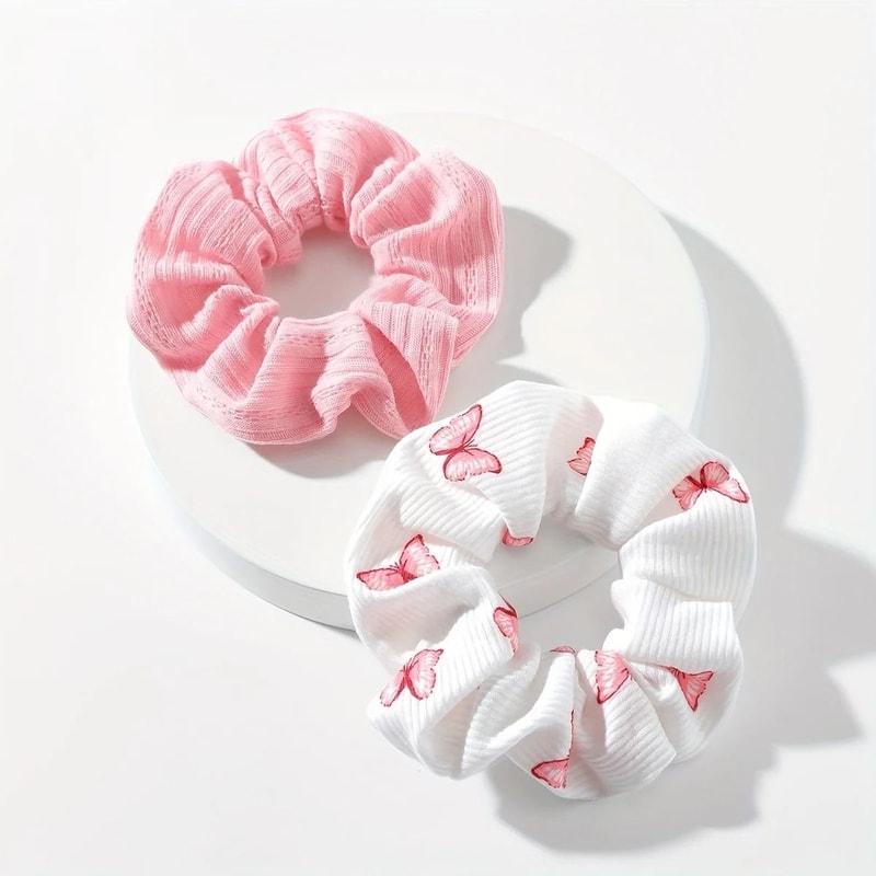 2pcs Butterfly Print Hair Ties Elastic Headbands 1