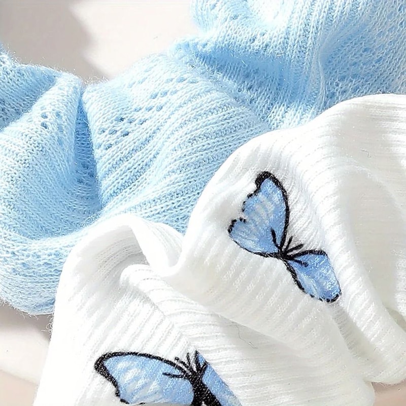 2pcs Butterfly Print Hair Ties Elastic Headbands 4