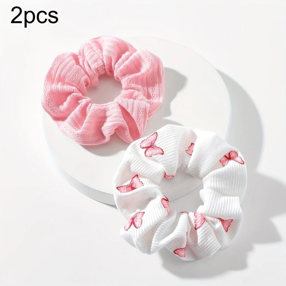 2pcs Butterfly Print Hair Ties Elastic Headbands 8