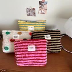 plush fur large capacity makeup bag